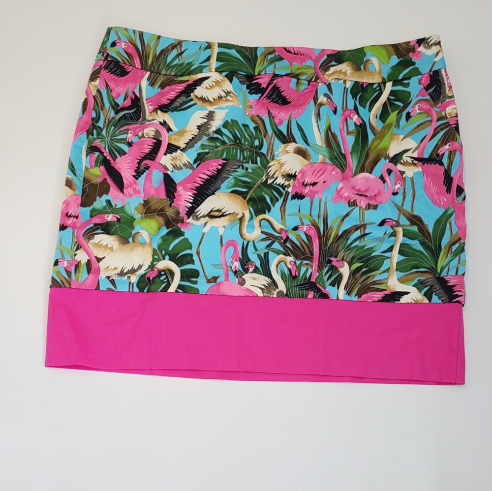 Loudmouth pink and blue flamingo‎ print golf skirt...size 14